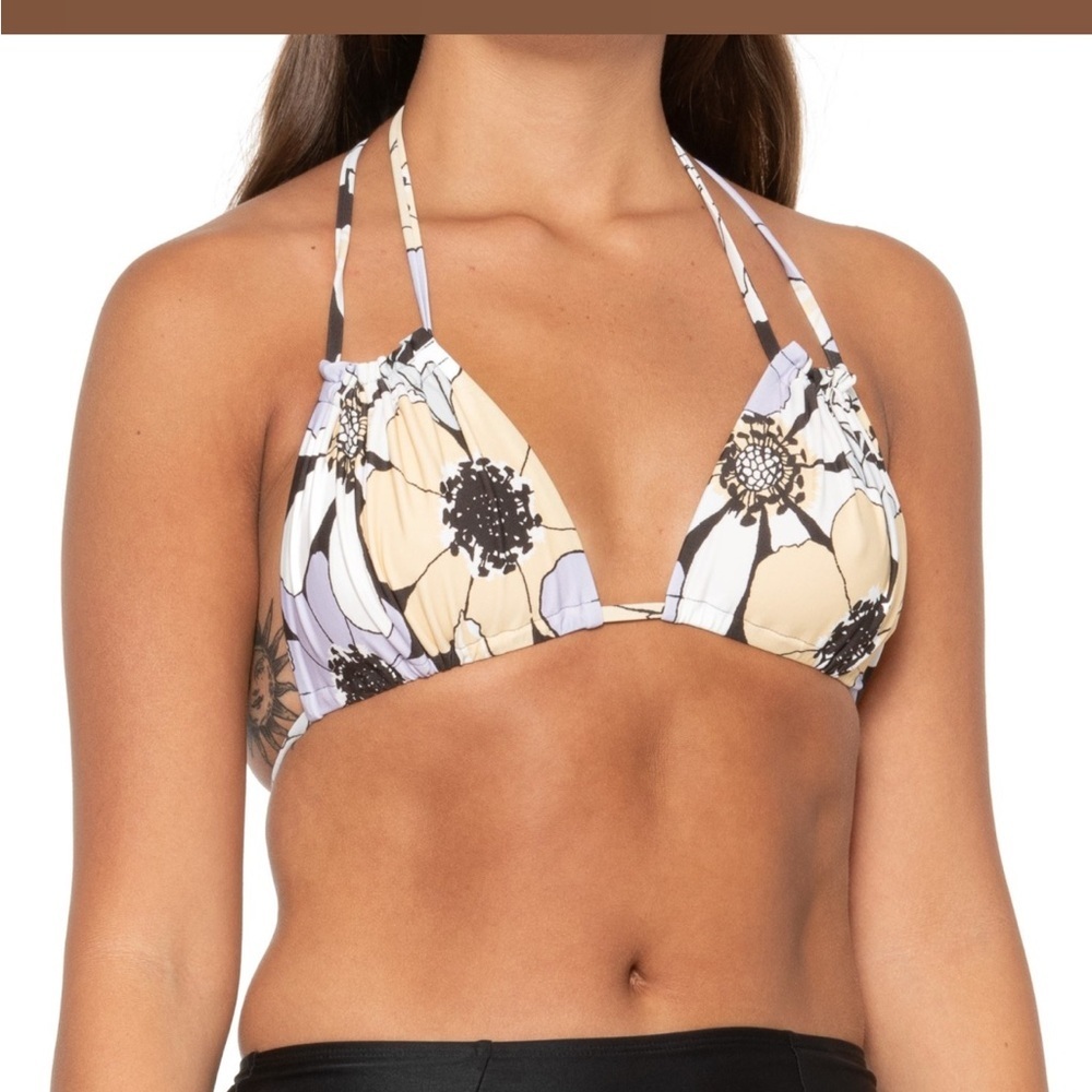 New! Madewell Floral 60’s Mia Ruched String Bikini Top XS Extra Small
